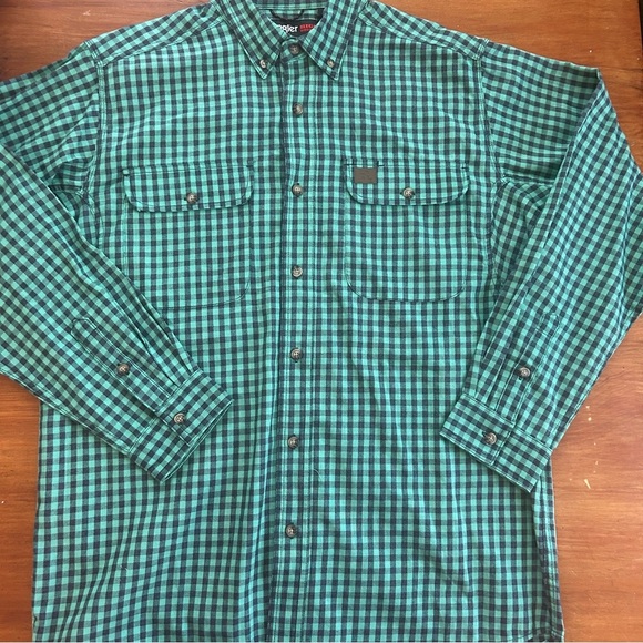 Wrangler Men Riggs Workwear Shirt Button Collar Long Sleeve Cotton Twill  Large - Picture 11 of 12